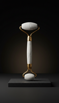 Luxury dual-ended roller with sculpted marble and gold accents